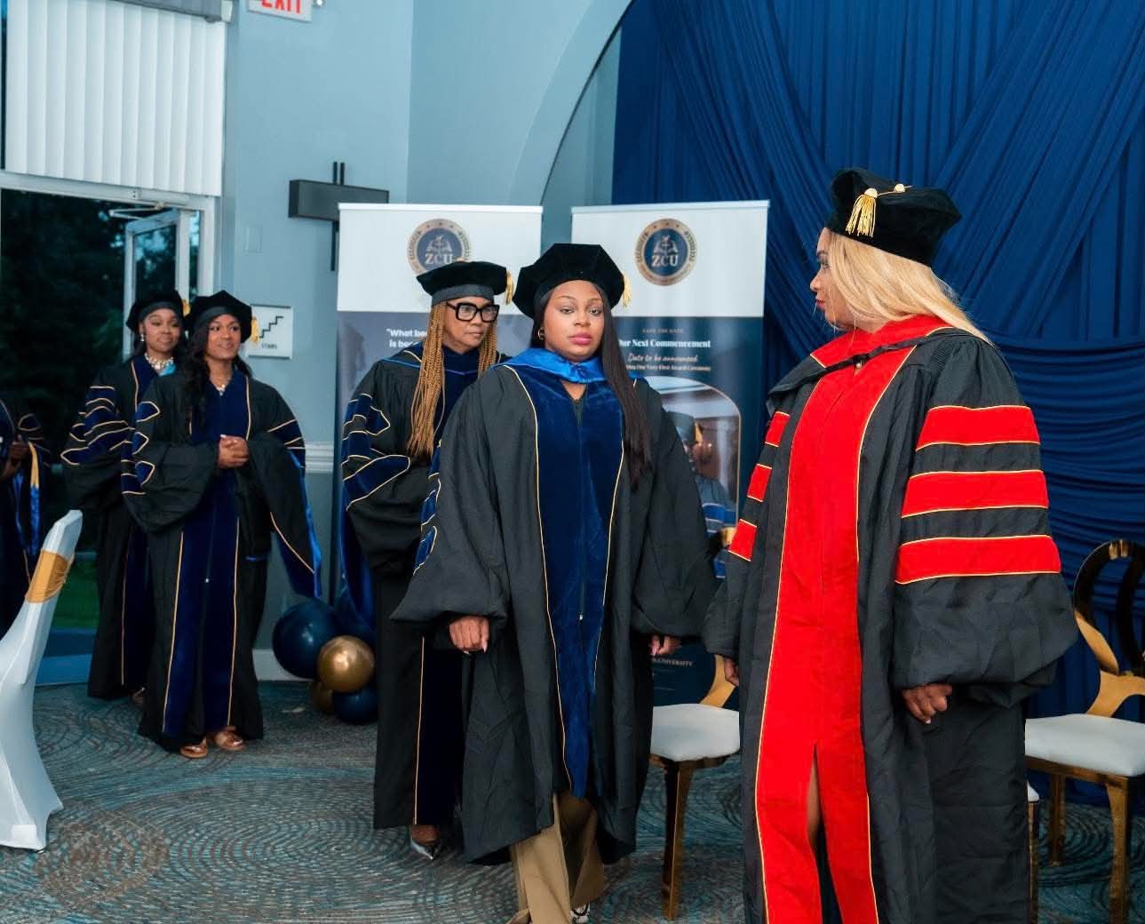 Students arriving for a Zoe Christian University commencement